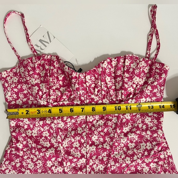 Zara Pink Floral Corset Bodysuit Size Large - Picture 14 of 15